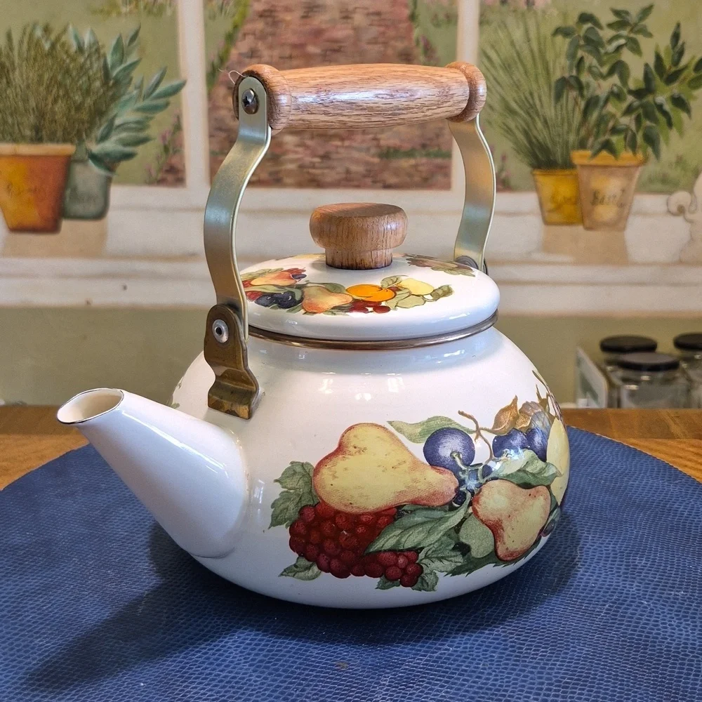 Fruit Patterned Teapot with Wooden Handle (#TK-5)